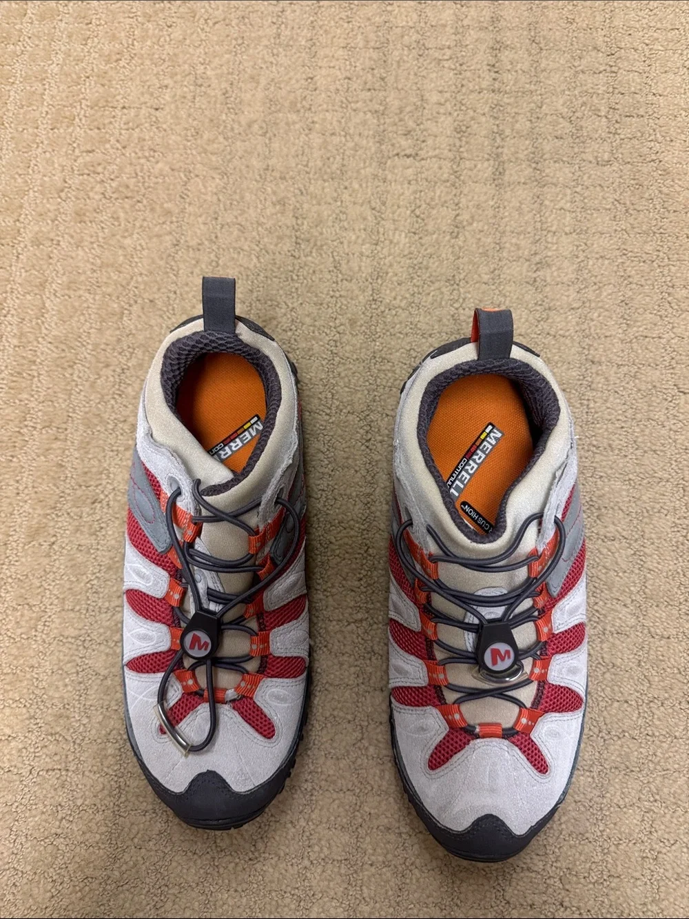 Merrell Women’s Gray and orange Trail Sneakers with Orange Insole